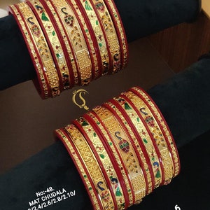 Temple Gold Kemp Stone Bangles Set Micro Plated Wedding Bangles South Indian Jewelry Round Bangles Engagement Gift Premium Jewelry