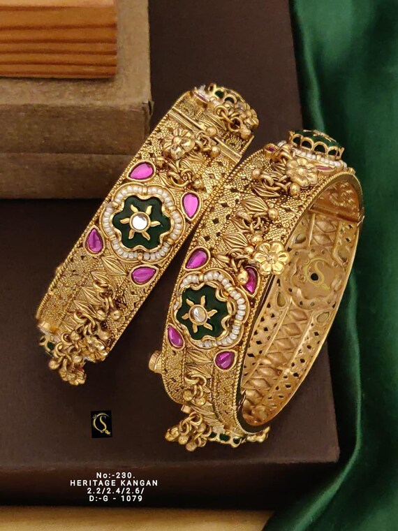 Kundan Kada Bangles 2pc: Indian/pakistani Jewelry UK