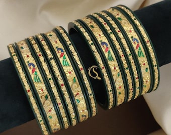 Bangles, Bridal Wear Indian Pakistani Bangles Kundan Work Color Heavy Handmade Jewelry