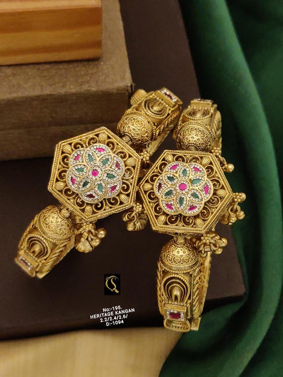 Kundan Jadau Kada Bangle Bracelet: Openable Wedding Jewelry