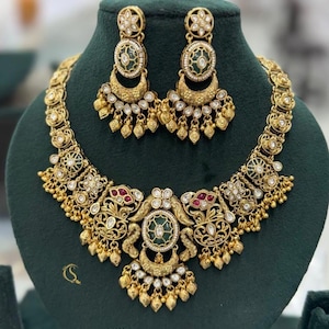 Gold Plated Kundan Choker Necklace Set: Indian Bridal Jewelry