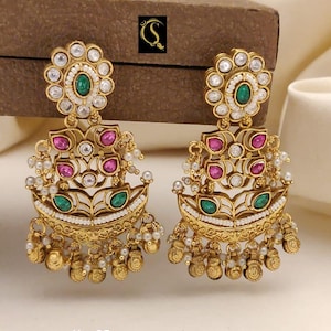 Gold Polki Jhumka, Stone Jhumka, Indian Jewelry, Jhumka