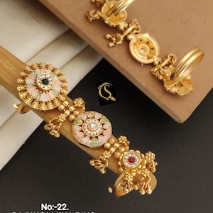 Indian Round Ring /Gold Finish ring/Finger rings Big round bridal wedding ring hand accessory/bridal Indian jewelry