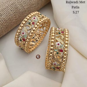 Rajwadi Kangan | Rajwadi Bangles | Kada Rajwada Jewelry | Indian Jewelry | Gold Kundan Bangles | Rajwadi Patla Bangles