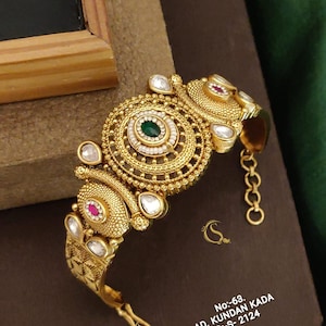 Gold Kada bangles 1pcs/Indian bangles/Antique bangles/Temple Jewelry/Bridal Bangles/Indian Wedding/Pakistani Jewelry/South indian jewelry