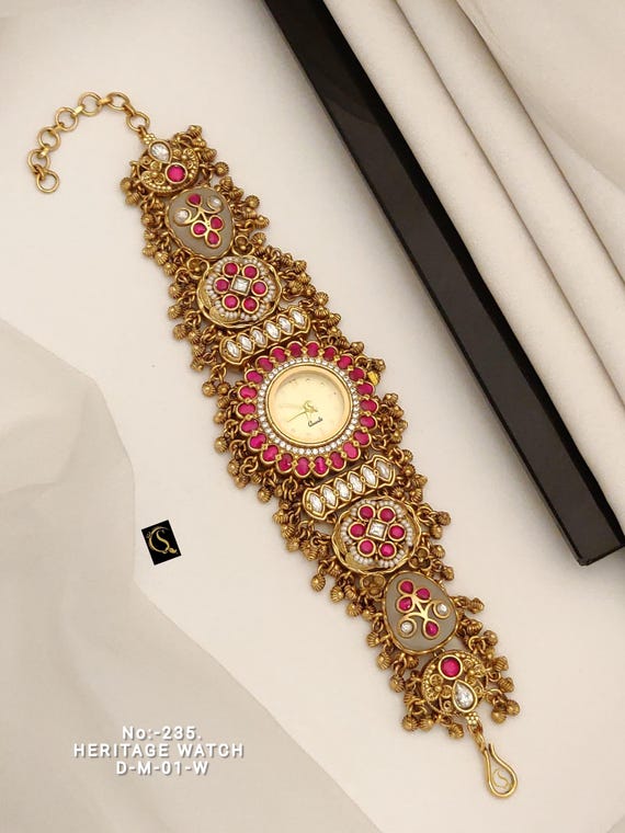 Vintage Dainty Pink Stone Bracelet Watch: Classy Wedding Money Style Jewelry