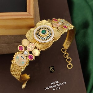 Kundan Kada/Kundan bracelet/Antique gold bracelet/Pearl Jadau jewelry/Rajasthani jewelry/Indian jewelry/Wedding Jewelry/Rajwadi bangle