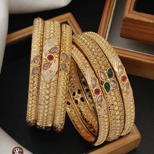 Gold Bangles, Gold Plated Bangles for Women, Thick Gold Bangles, African Jewelry, Arab Gold Jewelry, Indian Bridal Jewelry, Gift