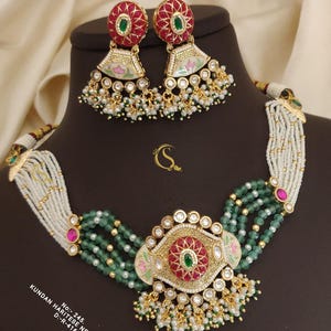 Necklace Set/Indian jewelry/Kundan Necklace/jewelry/Bollywood style necklace set/ brial jewelelry set Indian Wedding Jewelry