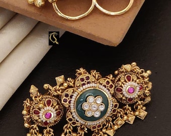Adjustable Kundan Ring: Meenakari Indian Jewelry