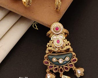 Antique Gold Plated Polki Ring: Indian Bridal Jewelry