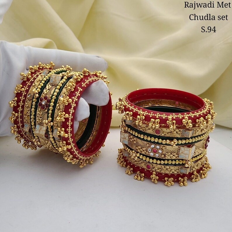 Gold Victorian Chura: Vintage Pearl Bangles, Statement Chuda - Etsy