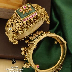 Pulseira indiana Kundan Choraski: pulseira de ouro rubi Rajwadi Kada