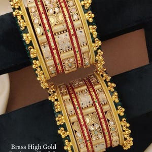 Green and Gold Bangle Set | Green Gold Bangles | Indian Jewelry | Dark Green Indian Bangles | Indian Bridal Jewelry | Bridal Chura