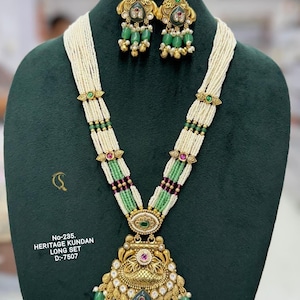 Long Necklace and Earrings Set / Bride / Bridal Party Jewelry / Indian Wedding Jewelry Set Bollywood Punjabi Indian Jewellery