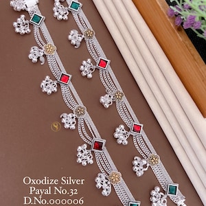 Oxidized Silver Ghungroo Payal Pair, Indian Bridal Anklet