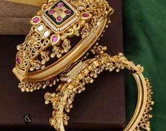 Kundan Bridal Bangle Set: Gold Plated Polki Wedding Jewelry