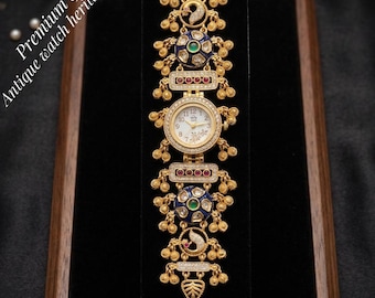 Kundan armbandsklocka för kvinnor guld designerarmband indisk present lyx