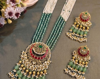 Gold Plated Kundan Beads Gold Necklace Sets: Indian Wedding Jewelry