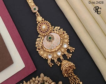 Gold Plated Peacock Hair Accessories: Indian Bridal Waist Belt Saree Challa
