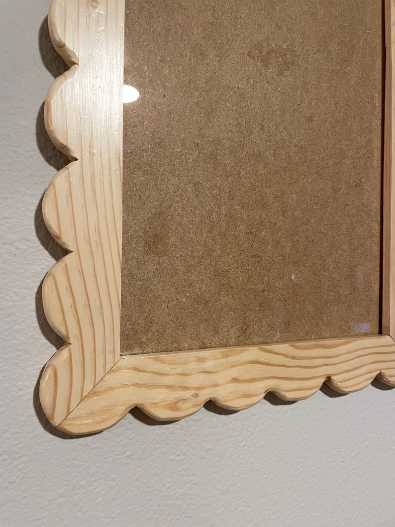 Handmade Scalloped Wooden Picture Frame in Light Wood Etsy