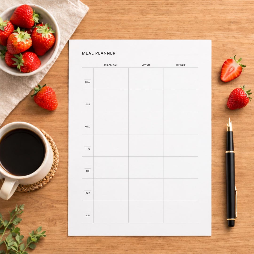 Minimalist Weekly Meal Planner | Printable PDF Template (instant ...