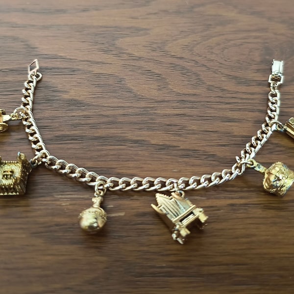 Vintage Queen Elizabeth II 1953 Coronation-era charm bracelet, novelty fashion jewellery