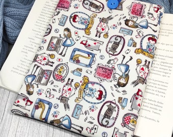 Couverture de livre Alice, couverture littéraire, sac de protection pour tablette, housse ipad rembourrée, couverture de livre en tissu, cadeau pour les lecteurs
