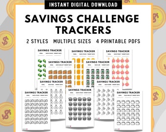 Colorful Savings Challenge Bundle – Printable Money Trackers for Emergency & Budget Goals