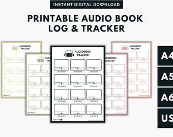 Printable Audiobook Tracker - Audiobook Reading Log - Reading Tracker - Reading Journal Page - Audio book Log - A5 Journal - Reading List