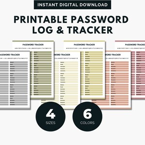 Password Tracker Printable - Password Log - Password Keeper - Password Manager - Password Logbook - Password Organizer - Password List