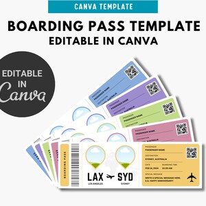 Editable Boarding Pass Template | Canva Boarding Pass | Custom Plane Ticket | Printable Surprise Trip | Canva Instant Digital Download