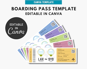 Editable Boarding Pass Template – Custom Printable Plane Ticket for Surprise Trips