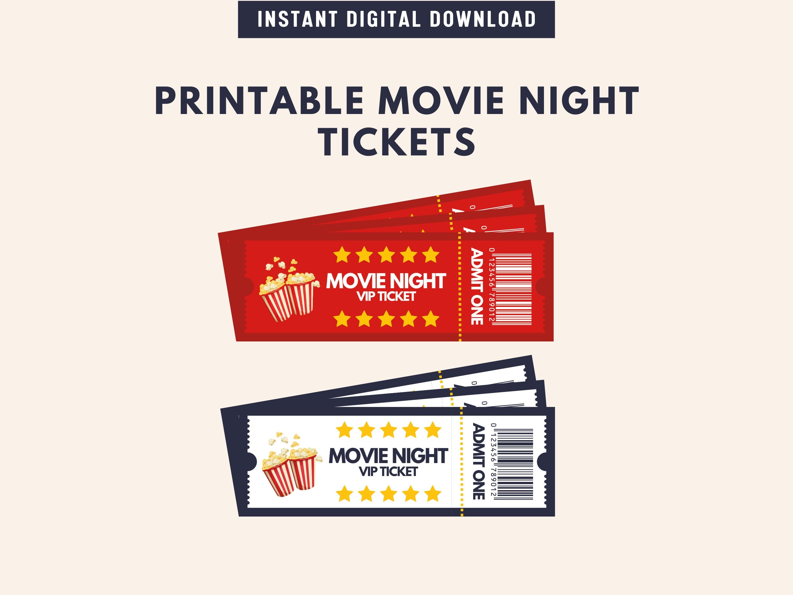 Movie Tickets at Home Printable Movie Ticket Invite Backyard Movie Night Family Movie Night ...