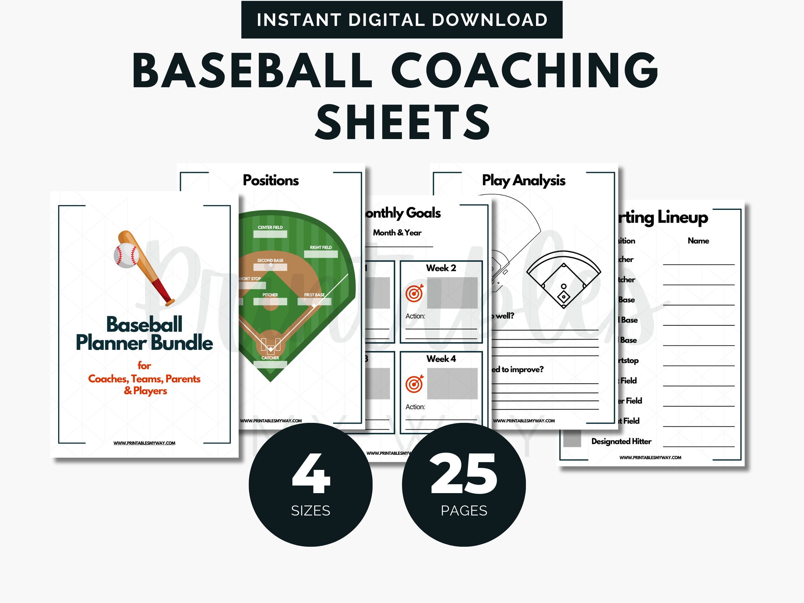 Baseball Coaching Sheet Printable Baseball Planner Baseball Lineup