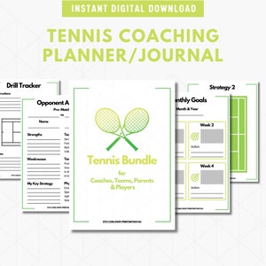 Tennis Coaching Sheets |  Printable Tennis Planner | Tennis Evaluation | Opponent Tracker | Tennis Match Day Analysis | Strategy Planner |