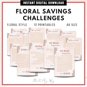 Cute Savings Challenge, Save Money, Emergency Fund, Sparchallenge, Savings Printable, Savings Tracker Bundle, 52 Week Savings Challenge