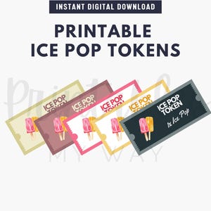 Druckbare Ice Pop Token | Ice Pop Gutscheine | Ice Pop Einladung | Ice Pop Geburtstag | Party Ice Pop Gutscheine | Feier Token | Imbisswagen