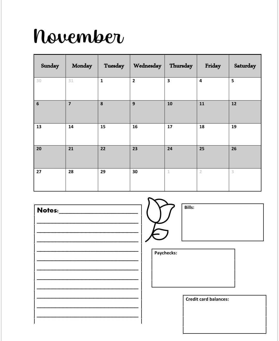 Simple Calendar - Etsy
