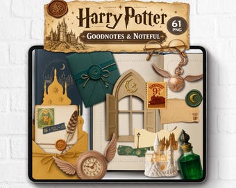Pegatinas digitales realistas con temática de brujas: Harry Potter (PNG, Goodnotes, Noteful)