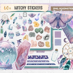 Digitale Witchy-stickers: kristallen en spirituele planner, Goodnotes, iPad (PNG, Goodnotes)
