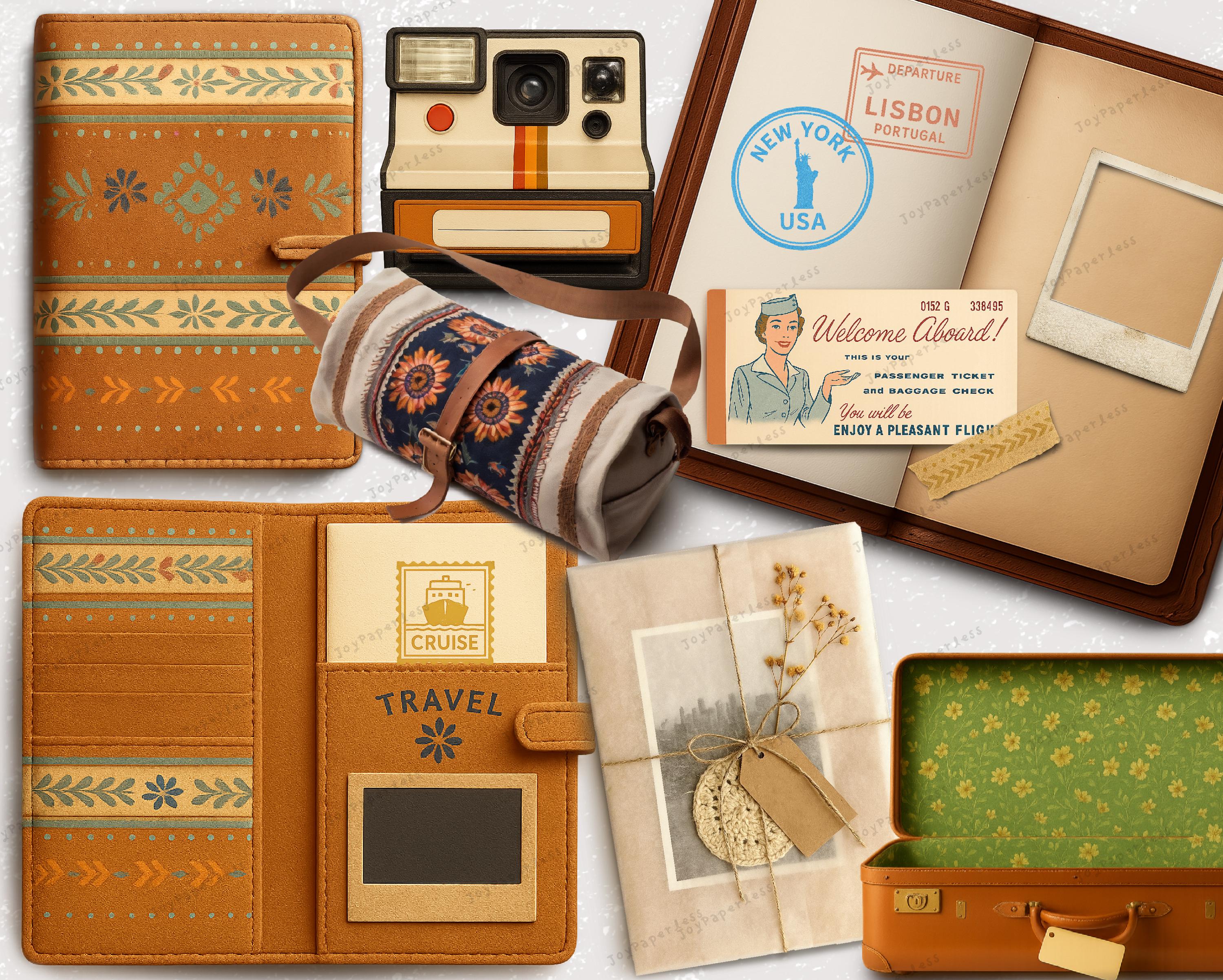 Travel Junk Journal Realistic Goodnotes, Vintage Digital Stickers (PNG) - Etsy