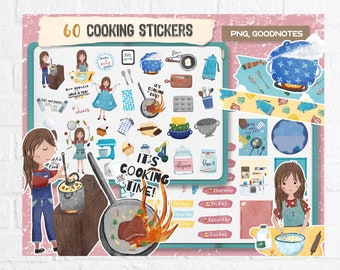 Digital Stickers Cooking Goodnotes Sticker Recipe Food Journal OneNote Sticker Digital Planner Baking iPad Stickers, Pre-cropped Goodnote