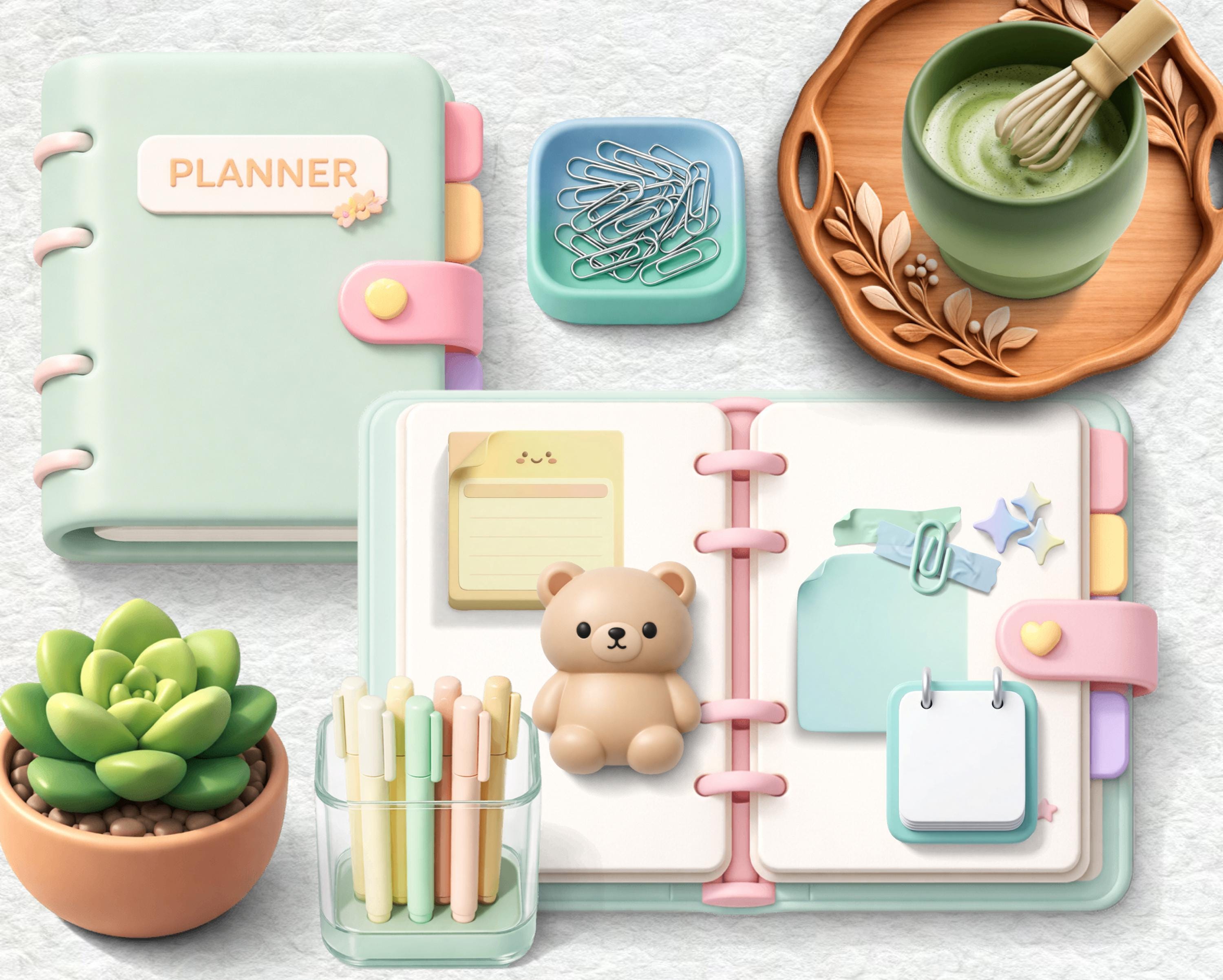 Realistic Sticker Pastel Noteful Stickers, 3D Sticker, Desk Decor ...