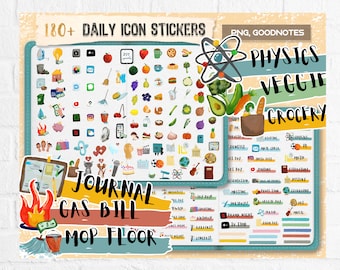 Digital Stickers Daily Goodnotes Sticker Icon OneNote Sticker Digital Planner Everyday iPad Stickers, Pre-cropped Goodnote