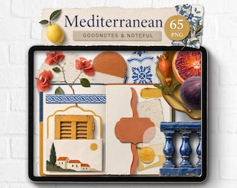 Pegatina digital mediterránea, pegatina realista para Goodnotes y Noteful, pegatina de verano, álbum de recortes costero toscano griego italiano terracota