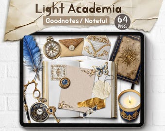 Pegatinas digitales realistas Light Academia Goodnotes, Noteful, PNG, Journal Victorian Scene Creator