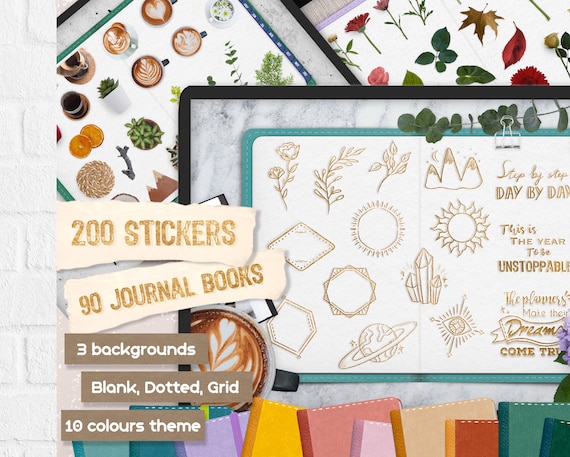 Digital Bullet Journal Book Templates Goodnotes Digital Journal Cover Stickers Digital Journal Book Realistic Sticker Pre-cropped Stickers