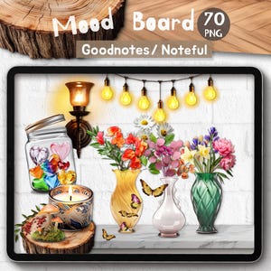 Mood Tracker Digitale Aufkleber: Goodnotes Realistischer Clip Art Scenedesigner, PNG Aufkleber