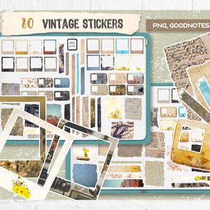 Vintage Digital Stickers: Junk Journal, Goodnotes, OneNote (Pre-cropped PNG), Photo Frame
